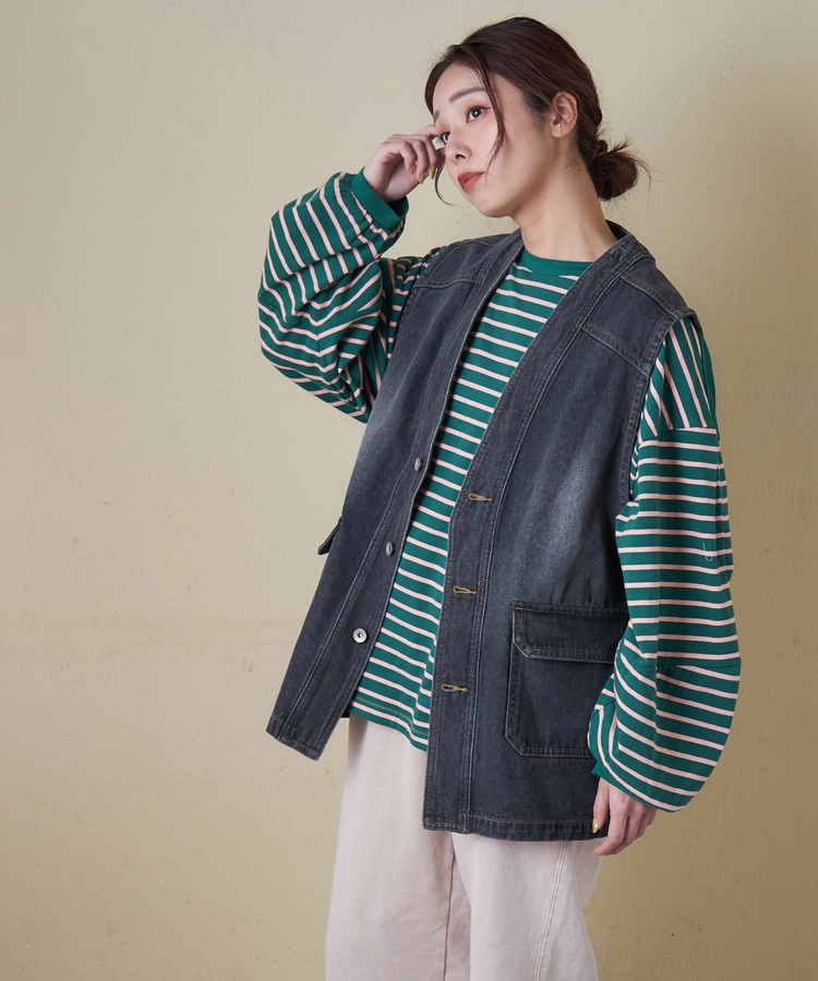 CUBE SUGAR(キューブシュガー) |【春新作ポイント2倍(2/10まで)】11オンス デニム Vネック ベスト