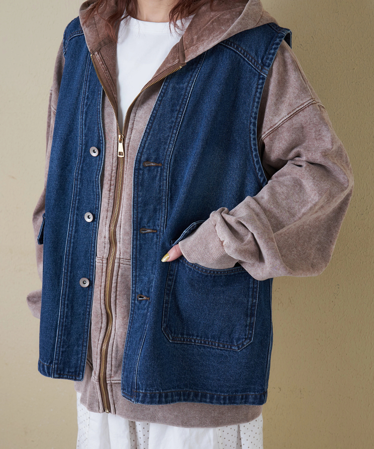 CUBE SUGAR(キューブシュガー) |【春新作ポイント2倍(2/10まで)】11オンス デニム Vネック ベスト