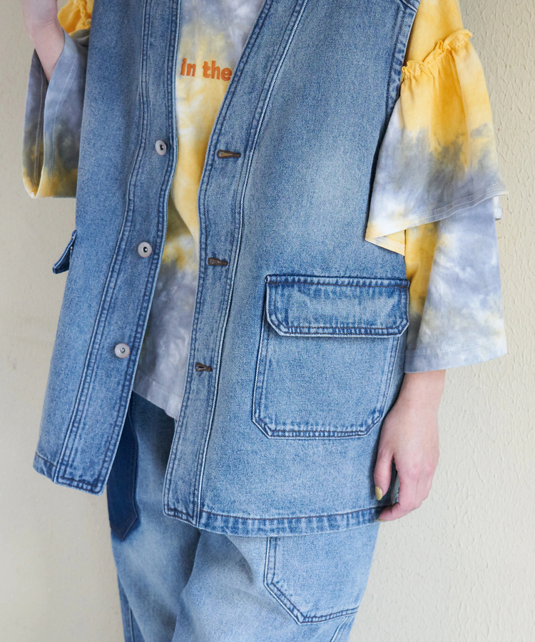 CUBE SUGAR(キューブシュガー) |【春新作ポイント2倍(2/10まで)】11オンス デニム Vネック ベスト