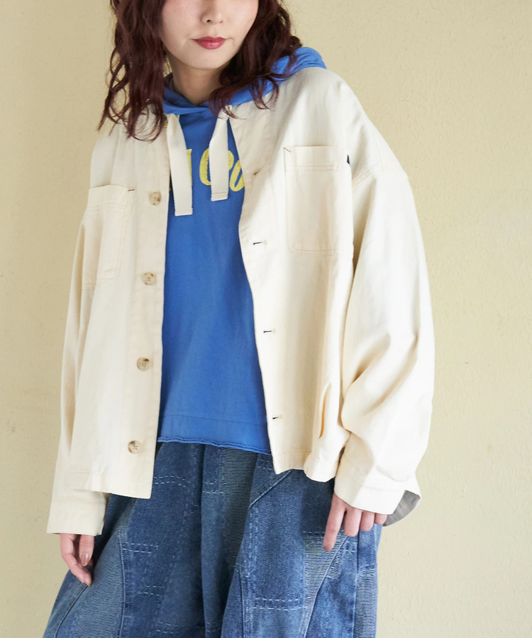 CUBE SUGAR(キューブシュガー) |【春新作】コットン ツイル ノーカラー バルーン ジャケット