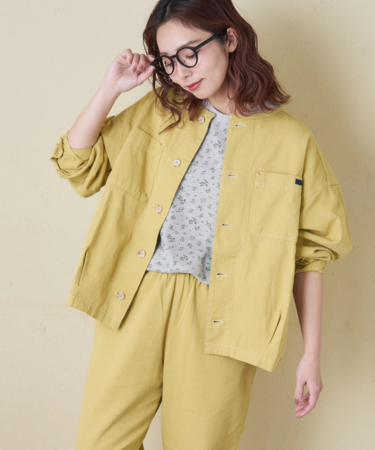 CUBE SUGAR(キューブシュガー) |【春新作】コットン ツイル ノーカラー バルーン ジャケット