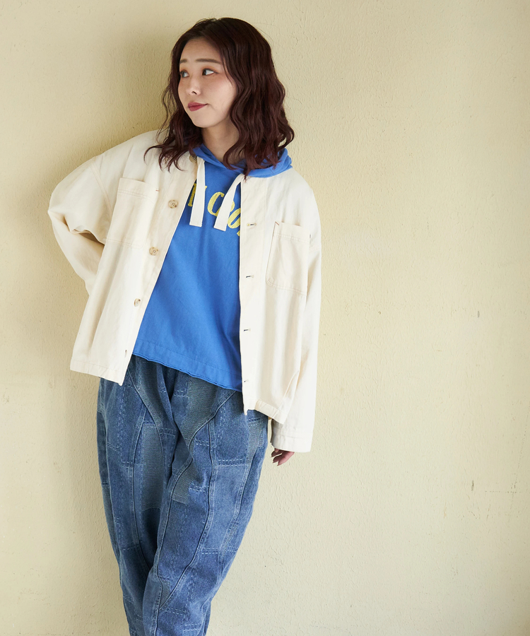CUBE SUGAR(キューブシュガー) |【春新作】コットン ツイル ノーカラー バルーン ジャケット