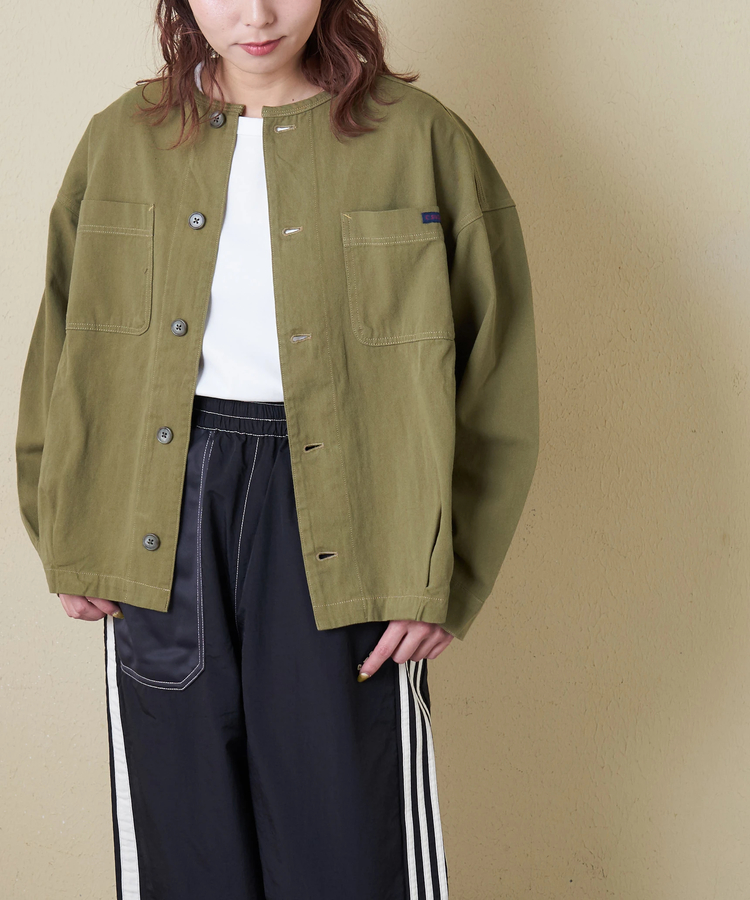 CUBE SUGAR(キューブシュガー) |【春新作】コットン ツイル ノーカラー バルーン ジャケット