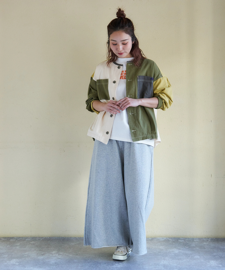 CUBE SUGAR(キューブシュガー) |【春新作】コットン ツイル ノーカラー バルーン ジャケット