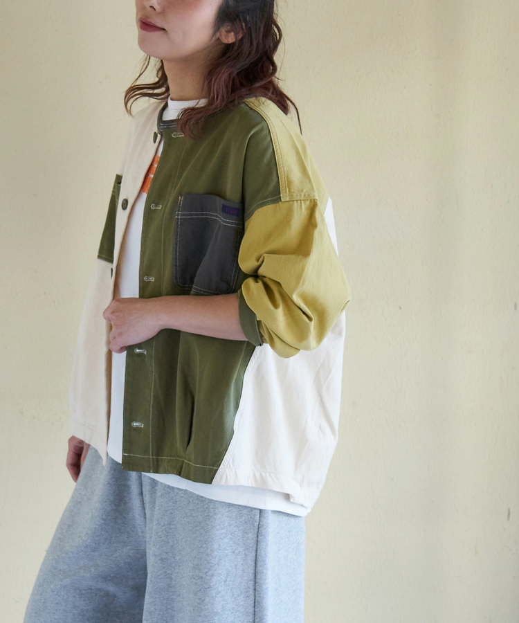 CUBE SUGAR(キューブシュガー) |【春新作】コットン ツイル ノーカラー バルーン ジャケット