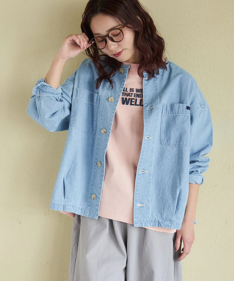 CUBE SUGAR(キューブシュガー) |【春新作】8.5オンス デニム ノーカラー バルーン ジャケット