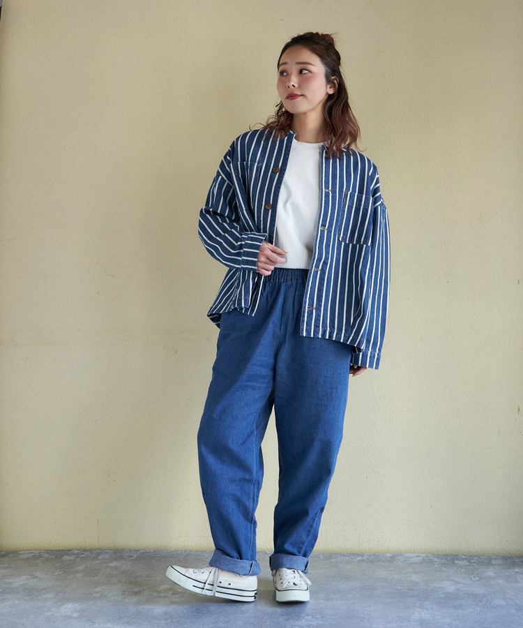 CUBE SUGAR(キューブシュガー) |【春新作】ヒッコリー ノーカラー バルーン ジャケット