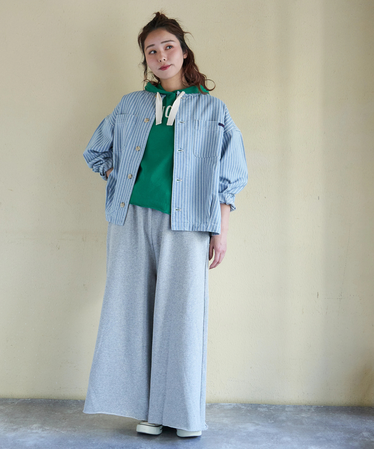 CUBE SUGAR(キューブシュガー) |【春新作】ヒッコリー ノーカラー バルーン ジャケット