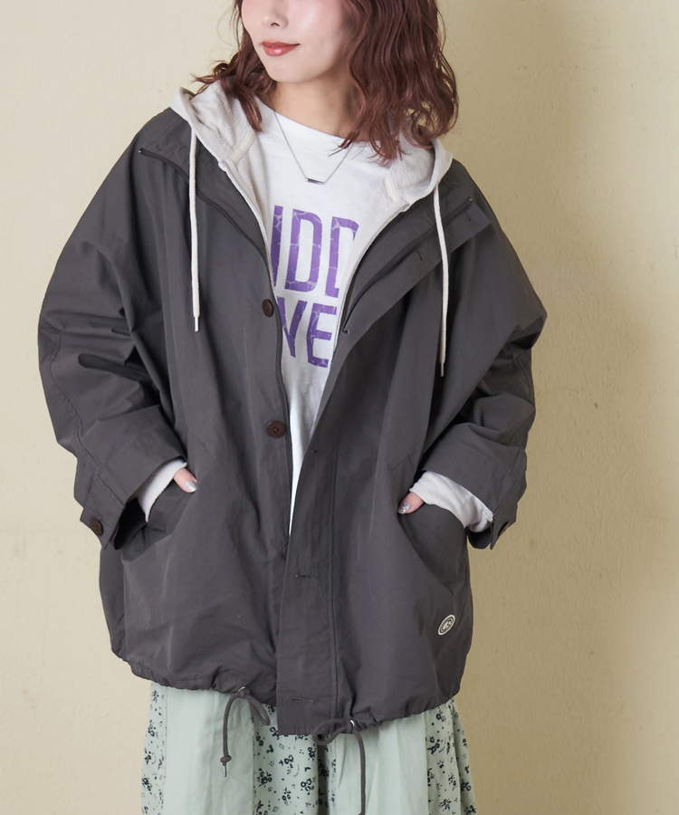 CUBE SUGAR(キューブシュガー) |【春新作8%分ポイントバック】綿ナイロンツイル ドルマン ジャケット