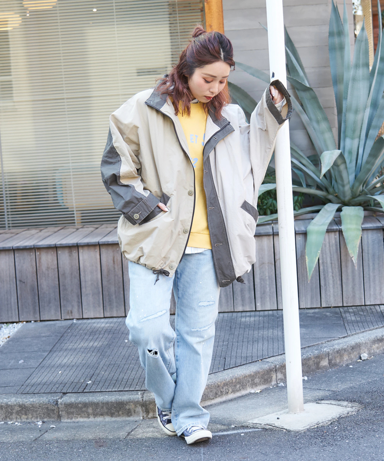 CUBE SUGAR(キューブシュガー) |【春新作8%分ポイントバック】綿ナイロンツイル ドルマン ジャケット