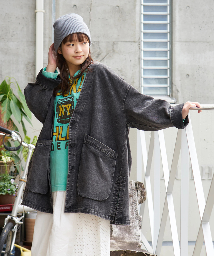 CUBE SUGAR(キューブシュガー) |【春新作8%分ポイントバック】ケミカルウォッシュ Vネック デニム ジャケット