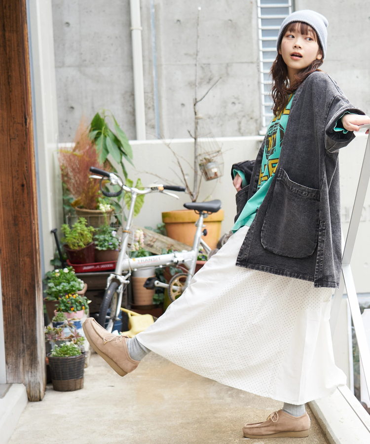 CUBE SUGAR(キューブシュガー) |【春新作8%分ポイントバック】ケミカルウォッシュ Vネック デニム ジャケット