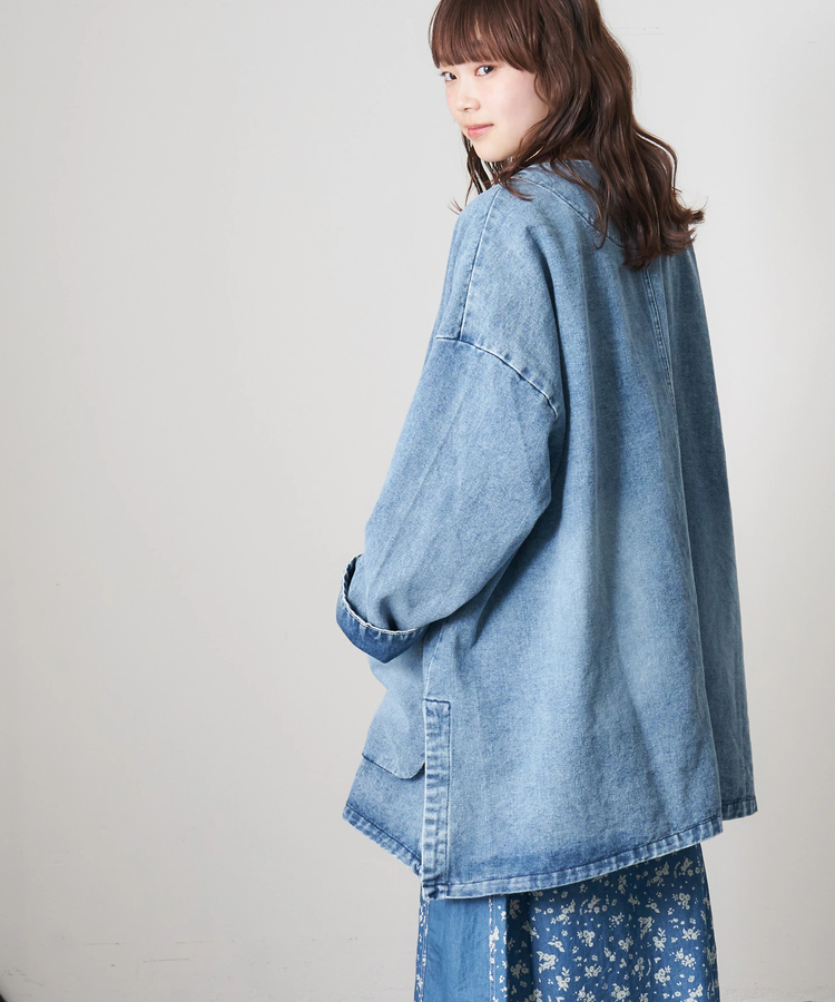 CUBE SUGAR(キューブシュガー) |【春新作8%分ポイントバック】ケミカルウォッシュ Vネック デニム ジャケット