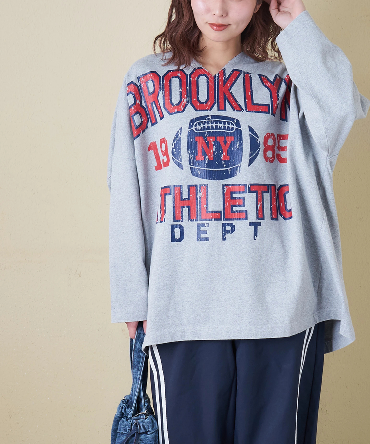 CUBE SUGAR(キューブシュガー) |【春新作8%分ポイントバック】10/-天竺 スノーウォッシュ カットオフ Vネック プルオーバー