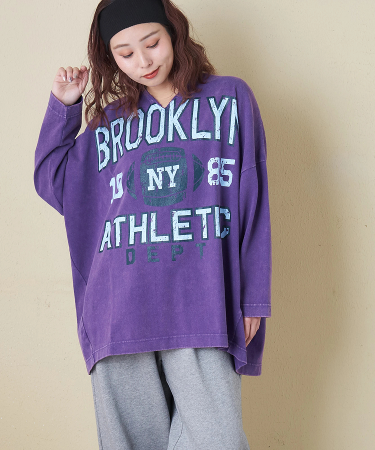 CUBE SUGAR(キューブシュガー) |【春新作8%分ポイントバック】10/-天竺 スノーウォッシュ カットオフ Vネック プルオーバー