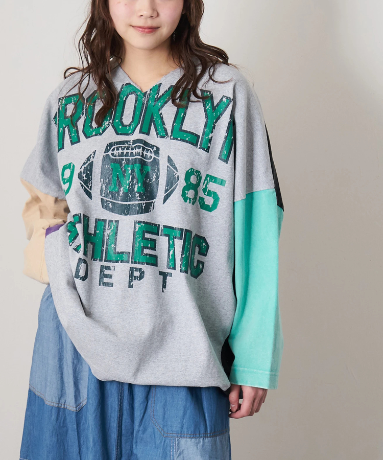 CUBE SUGAR(キューブシュガー) |【春新作8%分ポイントバック】10/-天竺 スノーウォッシュ カットオフ Vネック プルオーバー