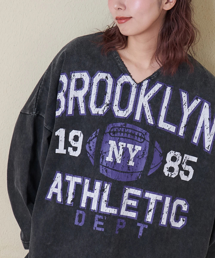 CUBE SUGAR(キューブシュガー) |【春新作8%分ポイントバック】10/-天竺 スノーウォッシュ カットオフ Vネック プルオーバー