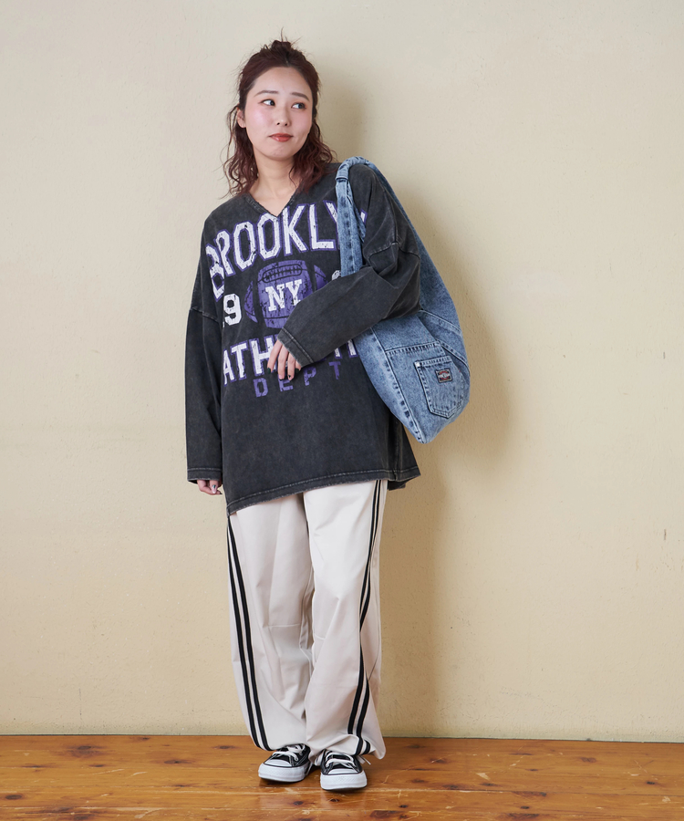 CUBE SUGAR(キューブシュガー) |【春新作8%分ポイントバック】10/-天竺 スノーウォッシュ カットオフ Vネック プルオーバー