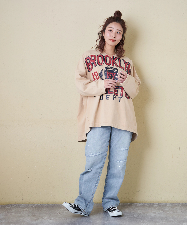 CUBE SUGAR(キューブシュガー) |【春新作8%分ポイントバック】10/-天竺 スノーウォッシュ カットオフ Vネック プルオーバー