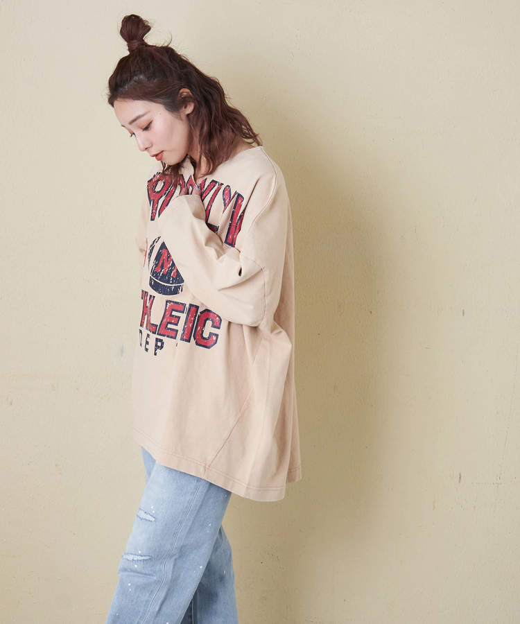 CUBE SUGAR(キューブシュガー) |【春新作8%分ポイントバック】10/-天竺 スノーウォッシュ カットオフ Vネック プルオーバー