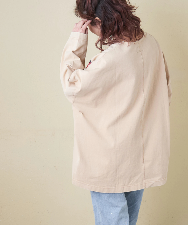 CUBE SUGAR(キューブシュガー) |【春新作8%分ポイントバック】10/-天竺 スノーウォッシュ カットオフ Vネック プルオーバー