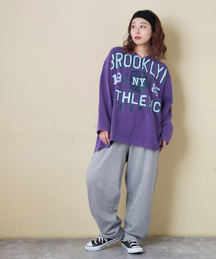 CUBE SUGAR(キューブシュガー) |【春新作8%分ポイントバック】10/-天竺 スノーウォッシュ カットオフ Vネック プルオーバー