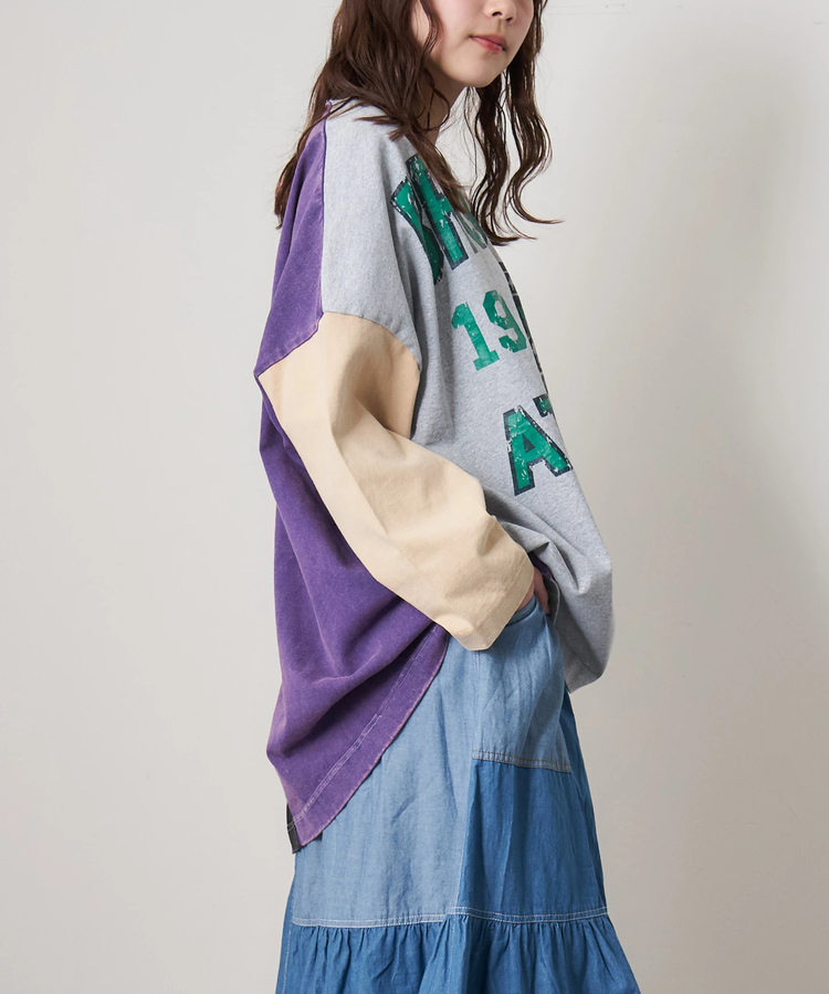 CUBE SUGAR(キューブシュガー) |【春新作8%分ポイントバック】10/-天竺 スノーウォッシュ カットオフ Vネック プルオーバー