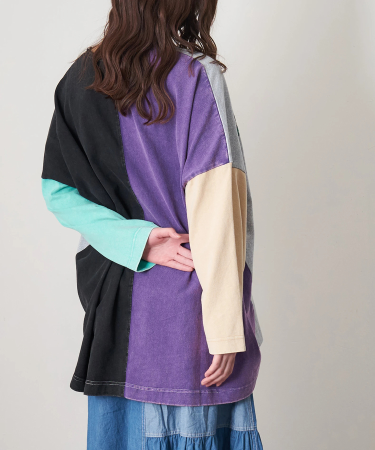 CUBE SUGAR(キューブシュガー) |【春新作8%分ポイントバック】10/-天竺 スノーウォッシュ カットオフ Vネック プルオーバー