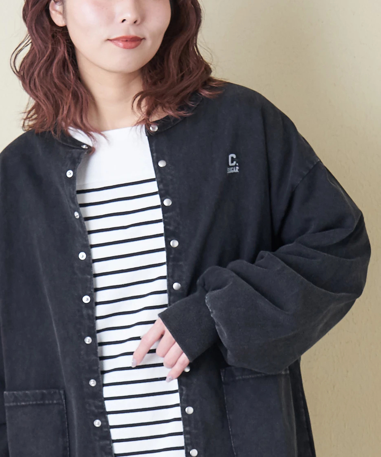 CUBE SUGAR(キューブシュガー) |【春新作8%分ポイントバック】10/-天竺 スノーウォッシュ ドットボタン カーディガン