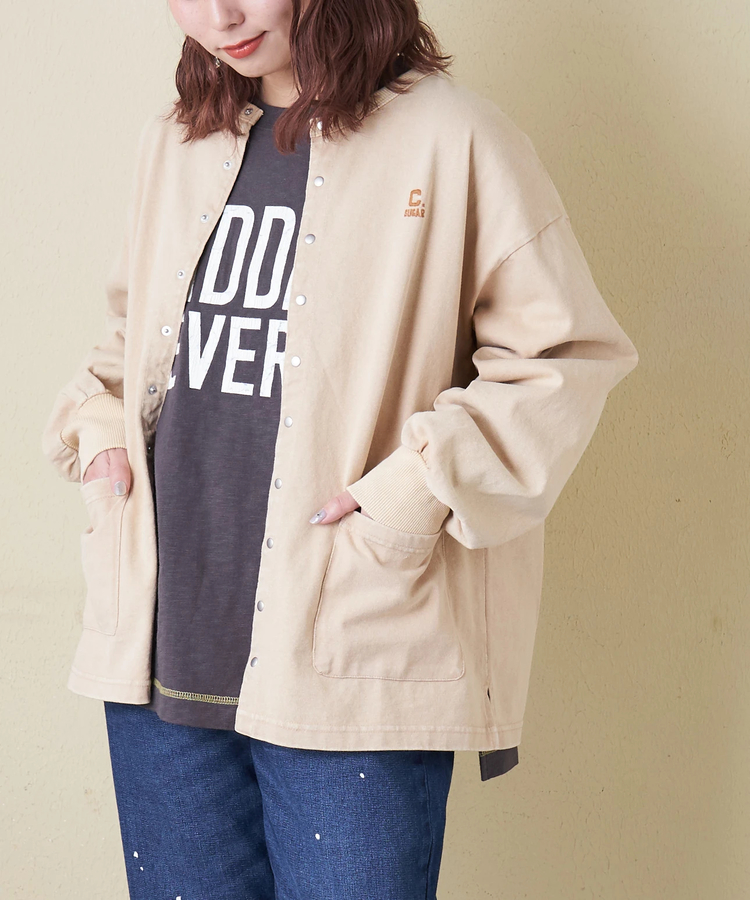 CUBE SUGAR(キューブシュガー) |【春新作8%分ポイントバック】10/-天竺 スノーウォッシュ ドットボタン カーディガン