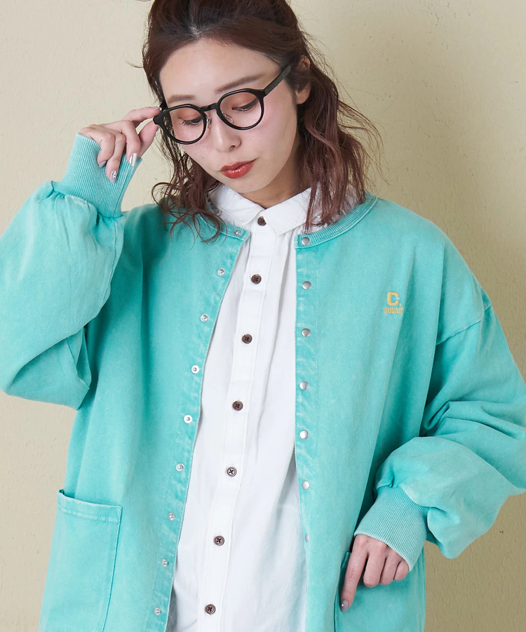 CUBE SUGAR(キューブシュガー) |【春新作8%分ポイントバック】10/-天竺 スノーウォッシュ ドットボタン カーディガン