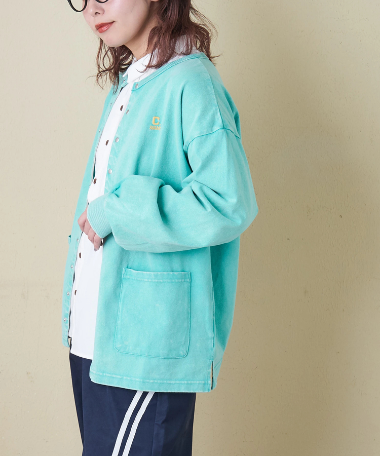 CUBE SUGAR(キューブシュガー) |【春新作8%分ポイントバック】10/-天竺 スノーウォッシュ ドットボタン カーディガン