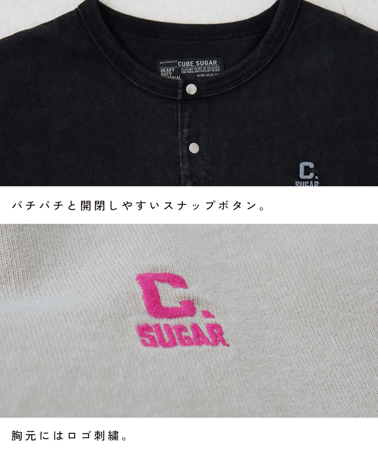 CUBE SUGAR(キューブシュガー) |【春新作8%分ポイントバック】10/-天竺 スノーウォッシュ ドットボタン カーディガン