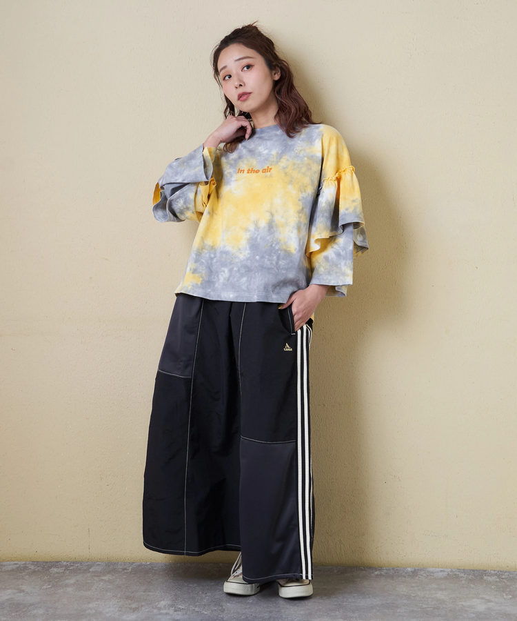 CUBE SUGAR(キューブシュガー) |【春新作ポイント2倍(2/10まで)】16/-OE天竺 タイダイ フリルスリーブ プルオーバー