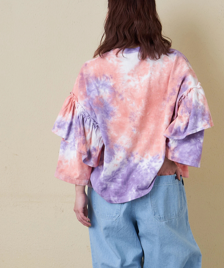 CUBE SUGAR(キューブシュガー) |【春新作ポイント2倍(2/10まで)】16/-OE天竺 タイダイ フリルスリーブ プルオーバー