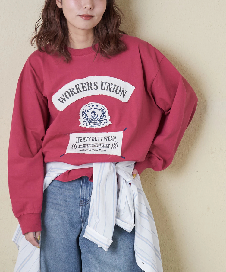 CUBE SUGAR(キューブシュガー) |【春新作8%分ポイントバック】16/-OE天竺 布帛 ワッペン プルオーバー