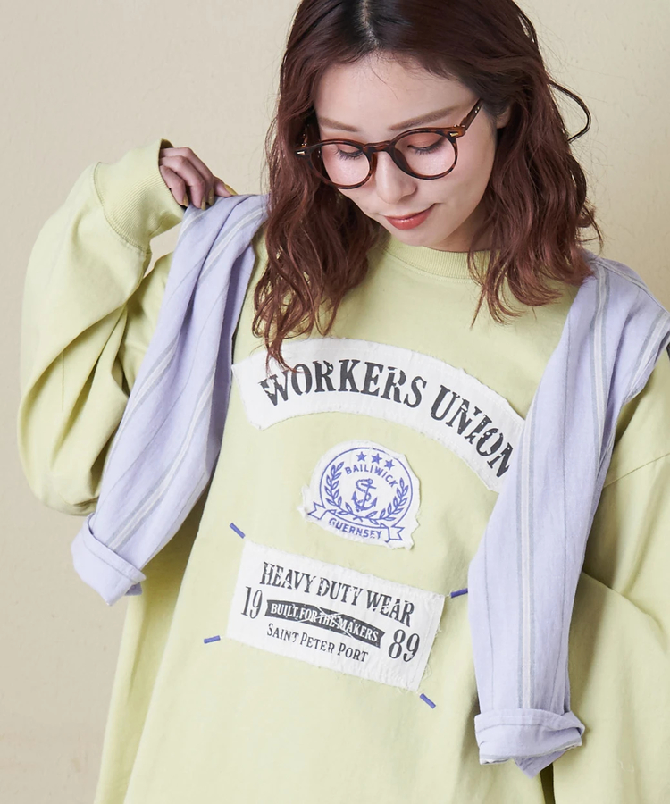 CUBE SUGAR(キューブシュガー) |【春新作8%分ポイントバック】16/-OE天竺 布帛 ワッペン プルオーバー