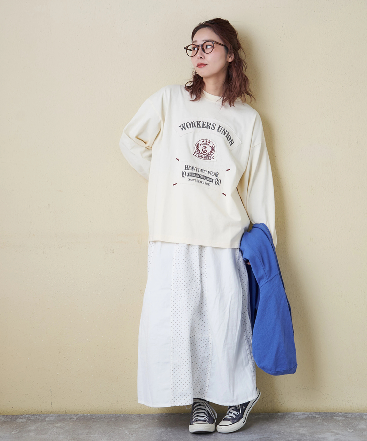 CUBE SUGAR(キューブシュガー) |【春新作8%分ポイントバック】16/-OE天竺 布帛 ワッペン プルオーバー