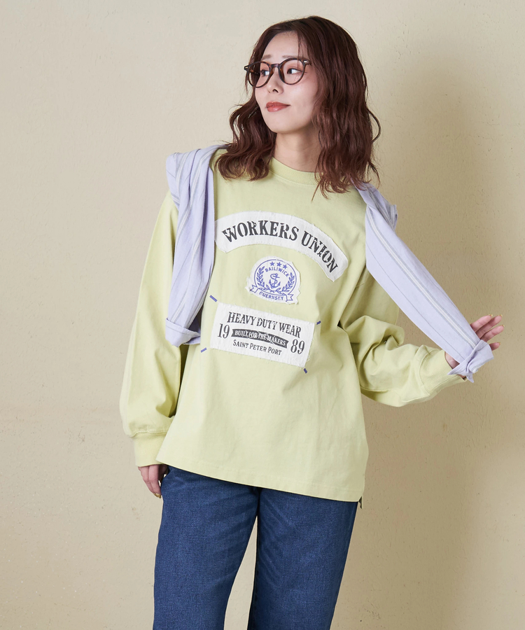 CUBE SUGAR(キューブシュガー) |【春新作8%分ポイントバック】16/-OE天竺 布帛 ワッペン プルオーバー