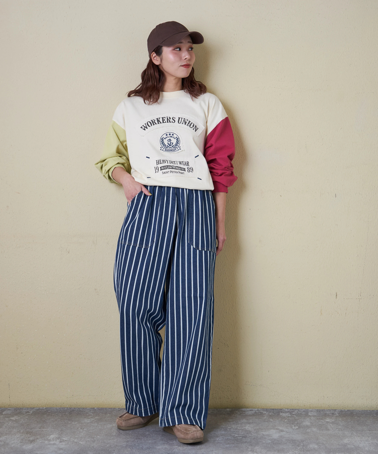 CUBE SUGAR(キューブシュガー) |【春新作8%分ポイントバック】16/-OE天竺 布帛 ワッペン プルオーバー