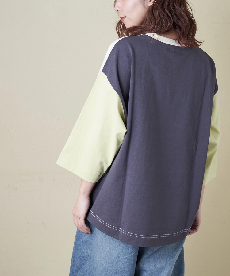 CUBE SUGAR(キューブシュガー) |【春新作8%分ポイントバック】16/-OE天竺 コード刺繍 7分袖 プルオーバー