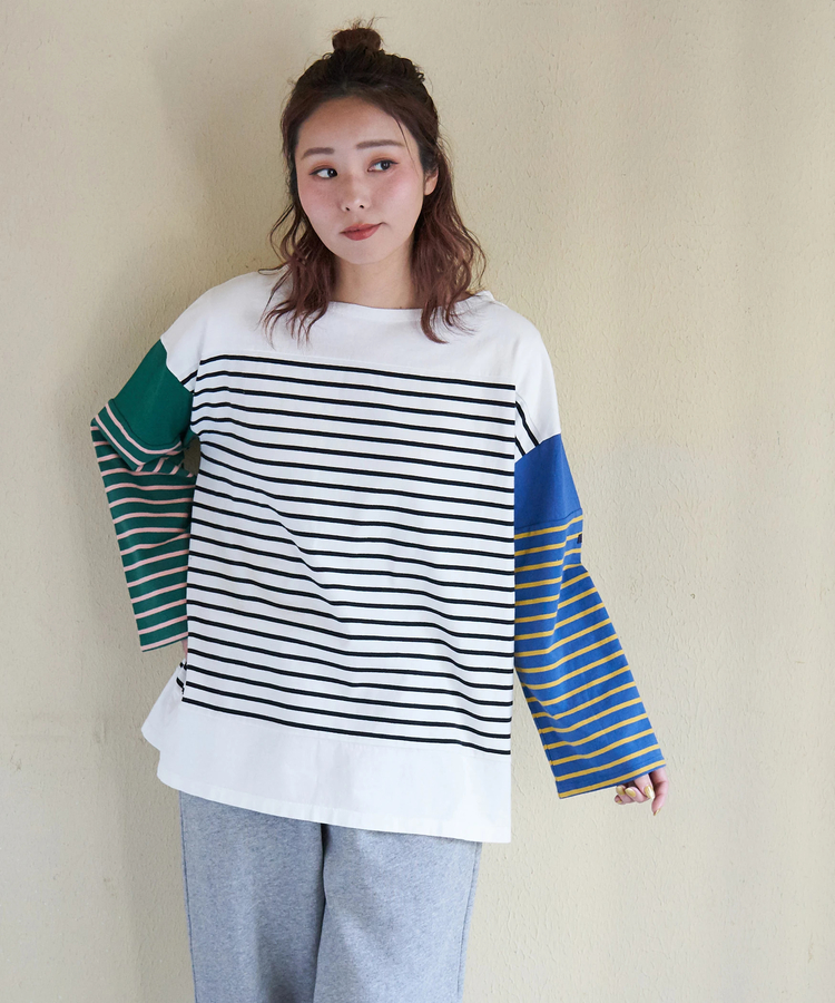 CUBE SUGAR(キューブシュガー) |【春新作8%分ポイントバック】21/-天竺 バスク ボーダー Tシャツ