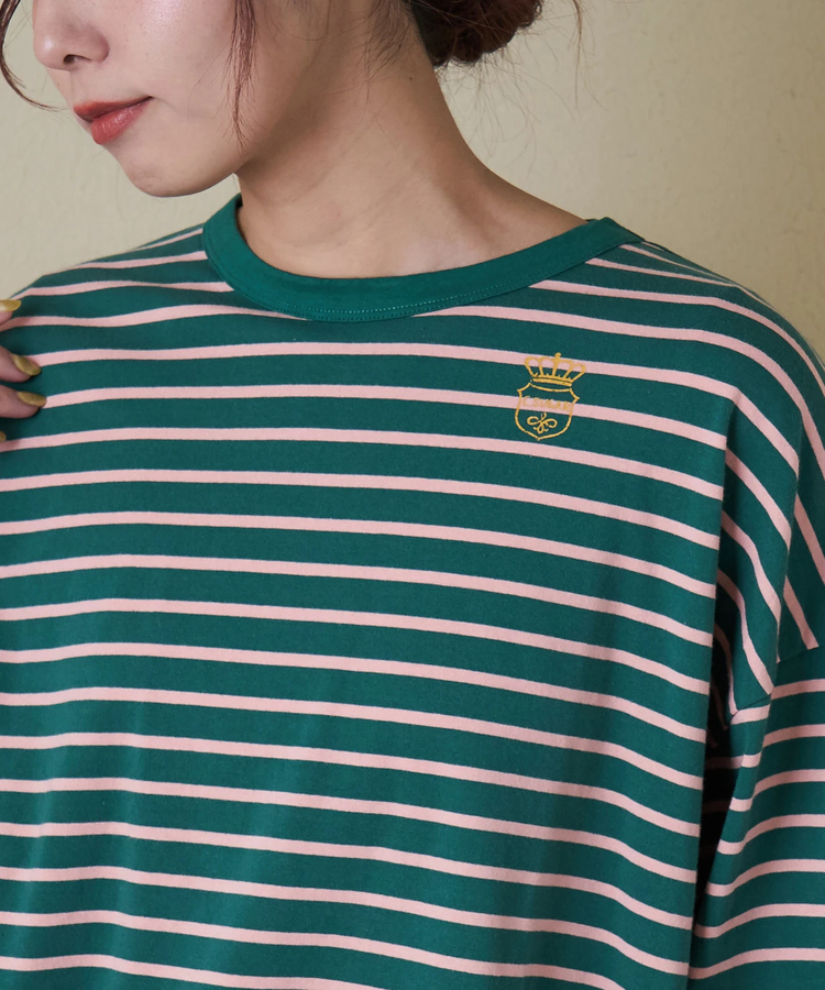 CUBE SUGAR(キューブシュガー) |【春新作8%分ポイントバック】21/-天竺 ランタンスリーブ ボーダー プルオーバー