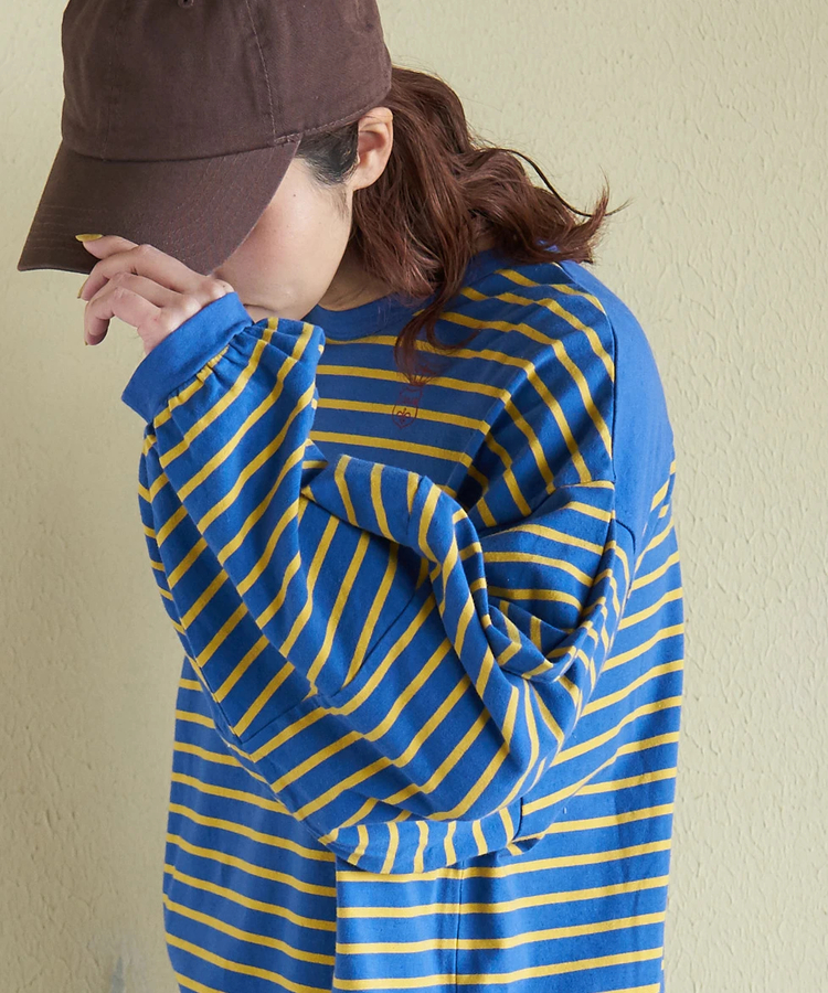 CUBE SUGAR(キューブシュガー) |【春新作8%分ポイントバック】21/-天竺 ランタンスリーブ ボーダー プルオーバー