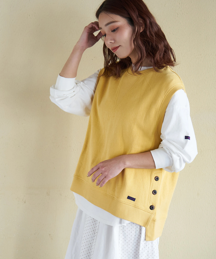 CUBE SUGAR(キューブシュガー) |【春新作8%分ポイントバック】ガーゼ裏毛 脇スリット スウェット ベスト