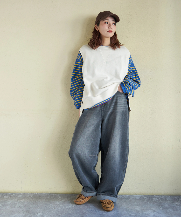 CUBE SUGAR(キューブシュガー) |【春新作8%分ポイントバック】ガーゼ裏毛 脇スリット スウェット ベスト