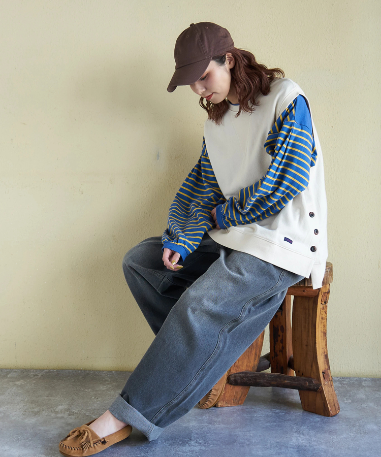 CUBE SUGAR(キューブシュガー) |【春新作8%分ポイントバック】ガーゼ裏毛 脇スリット スウェット ベスト