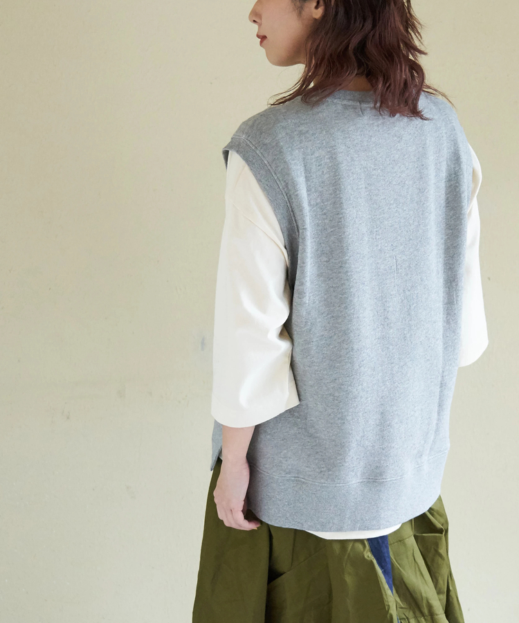 CUBE SUGAR(キューブシュガー) |【春新作8%分ポイントバック】ガーゼ裏毛 脇スリット スウェット ベスト