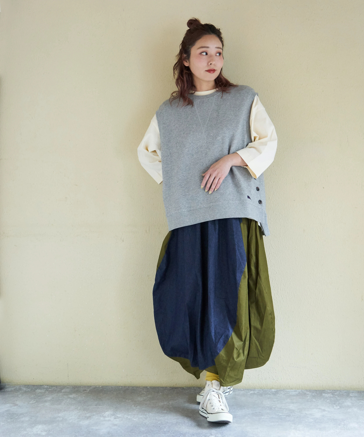 CUBE SUGAR(キューブシュガー) |【春新作8%分ポイントバック】ガーゼ裏毛 脇スリット スウェット ベスト