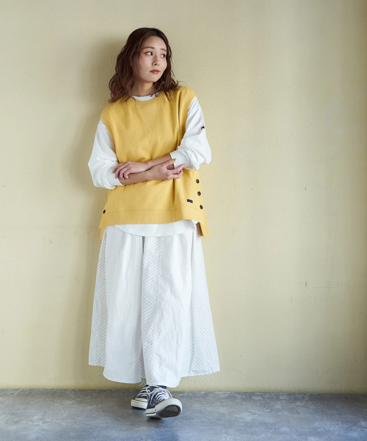 CUBE SUGAR(キューブシュガー) |【春新作8%分ポイントバック】ガーゼ裏毛 脇スリット スウェット ベスト